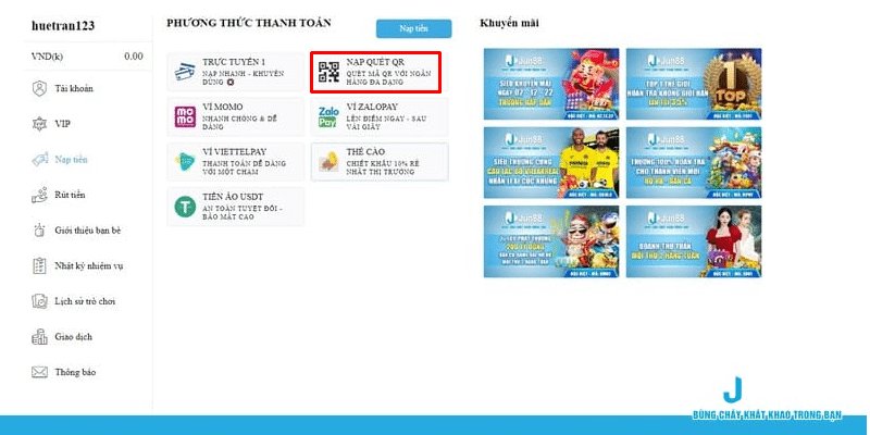 แนวทางกเติมเงิน jun88 ผ่าน QR Code